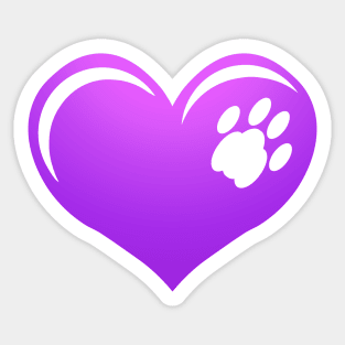 Paw on Heart, Purple Sticker